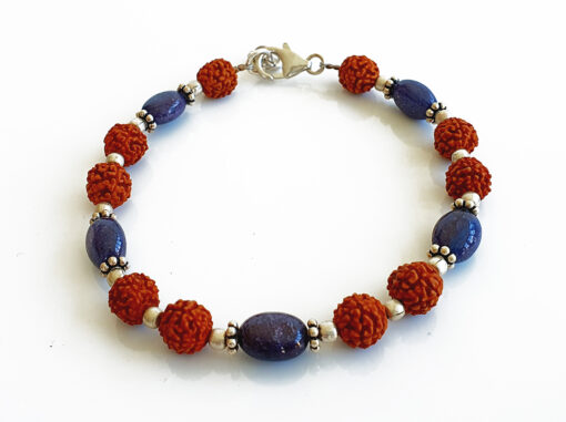 Blue Sapphire with Rudraksha Beads Bracelet for increases flow of positive energies and thoughts