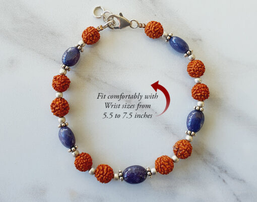 Blue Sapphire with Rudraksha Beads Bracelet for increases flow of positive energies and thoughts