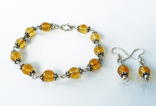 Citrine Faceted Bead Bracelet - Earrings Set - To manifest your goals