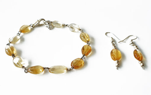 Citrine Oval Bracelet & Earring Set - To elevate self-esteem and discipline