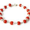 Coral Bracelet in pure silver flower caps - To Harmonizes Relationship