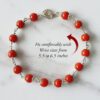 Coral Bracelet in pure silver flower caps - To Harmonizes Relationship