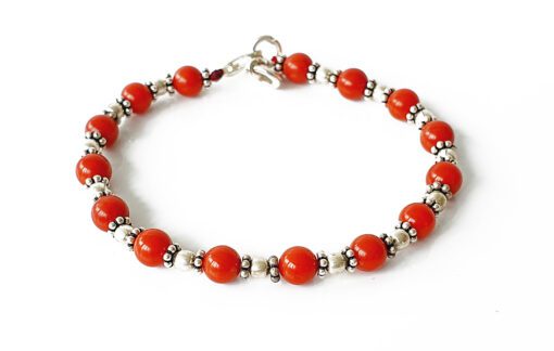 Coral Bracelet in pure silver - To Strengthens will power and gives energy to face challenges in life