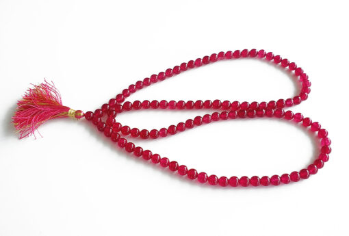 Dark Pink Jade Round Necklace Mala For protection and attracts wealth