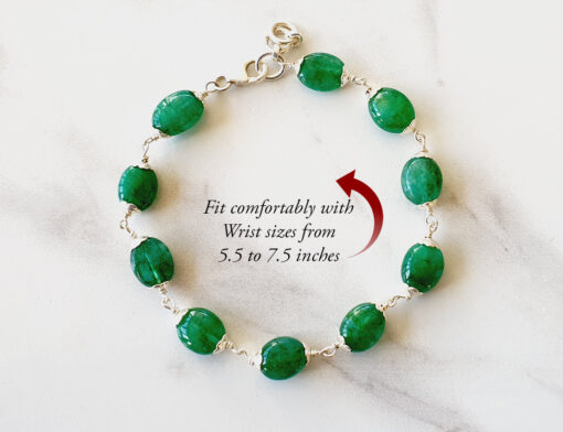 Emerald Bracelet in silver caps to overcome difficult & challenging situation