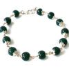 Green Agate Bracelet in pure silver flower caps- To overcome negativity, trauma and hurt