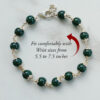 Green Agate Bracelet in pure silver flower caps- To overcome negativity, trauma and hurt