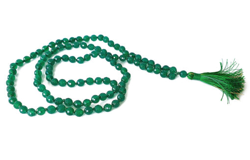 Green Onyx Faceted Necklace Mala - For building relationships and for spiritual growth