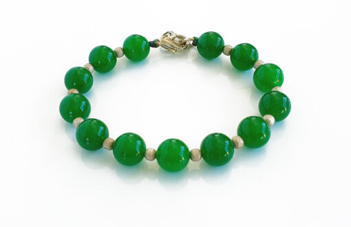 Green Onyx Round Bracelet with german silver balls to Promotes love and trust