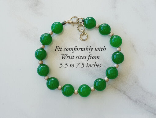 Green Onyx Round Bracelet with german silver balls to Promotes love and trust