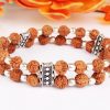 6 Mukhi Rudraksha Mars Double Turn Bracelet - Silver