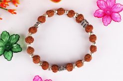 6 Mukhi Rudraksha Mars Double Turn Bracelet - Silver