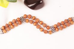 6 Mukhi Rudraksha Mars Double Turn Bracelet - Sandalwood in Silver Chakri