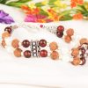 6 Mukhi Rudraksha Mars Double Turn Bracelet - Pearl & Red Sandalwood