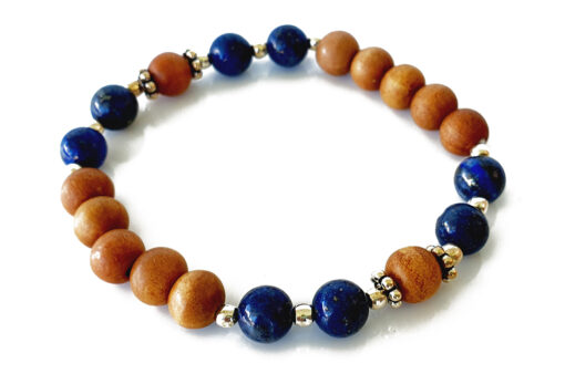 Lapis Lazuli and White Sandal Beads bracelet - for increasing awareness and spiritual connection