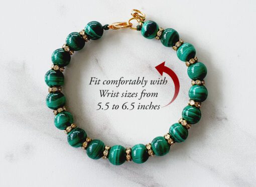 Malachite Bracelet - Gold Polish To expression of feelings and eliminates shyness