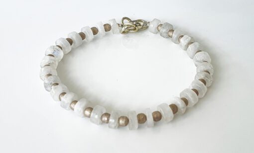 Moonstone Bracelet with german silver balls - To promotes love, peace and harmony