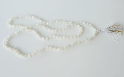 Moonstone Round White Necklace Mala