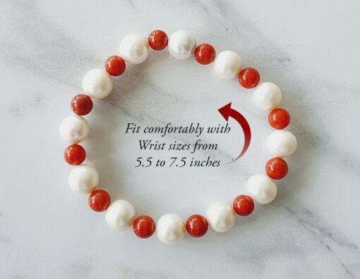 Pearl and Coral bead Bracelet To calms emotions and increases peace of mind