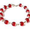 Red Agate Bracelet in pure silver flower caps - For maturity, self-acceptance and inner stability