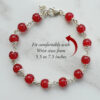 Red Agate Bracelet in pure silver flower caps - For maturity, self-acceptance and inner stability