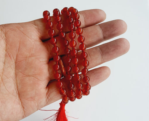 Red Carnelian Necklace - Round Mala - To brings good luck and opportunity