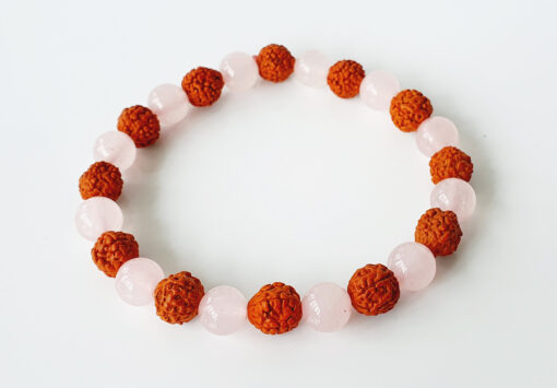 Rose quartz and five mukhi bracelet - to open the heart and connect to the energy of love