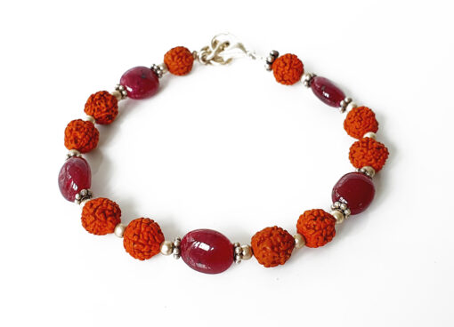 Ruby with Rudraksha Beads Bracelet - For confidence, good health and success