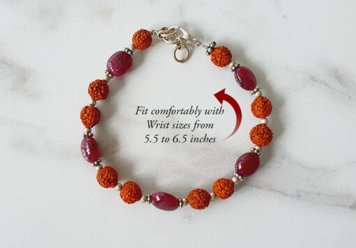 Ruby with Rudraksha Beads Bracelet - For confidence, good health and success