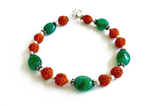 Rudraksha Emerald bracelet for enhances self-esteem, creativity and communication skills