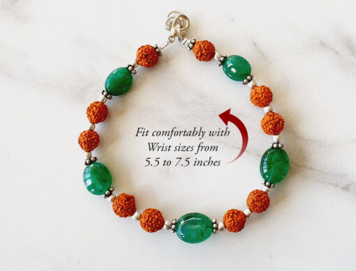 Rudraksha Emerald bracelet for enhances self-esteem, creativity and communication skills