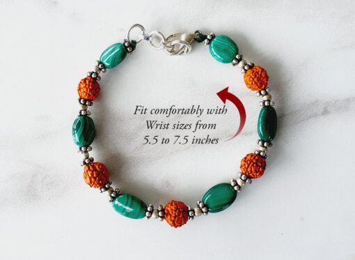 Rudraksha Malachite bracelet - To brings balance, serenity, optimism and comfort