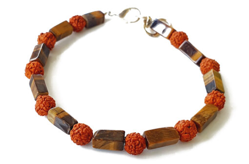 Rudraksha Tiger Eye Bracelet - for courage, strength, will and personal power