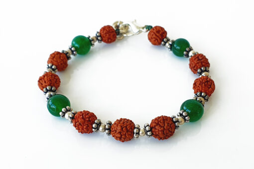 Rudraksha and Green Jade bracelet - To Promotes love, trust and reliability