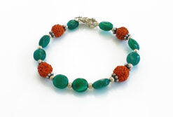 Rudraksha and Green Onyx bracelet - To Dispels negativity and promotes peace