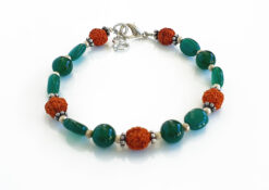 Rudraksha and Green Onyx bracelet - for building relationships and for spiritual growth