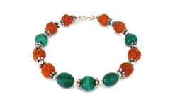 Rudraksha and Malachite Bracelet - To brings balance, serenity, optimism, comfort and understanding