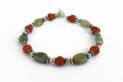 Rudraksha and Oval Cats Eye Bracelet - To bring good fortune and help remove fear