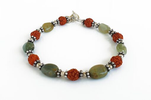 Rudraksha and Oval Cats Eye Bracelet - To bring good fortune and help remove fear