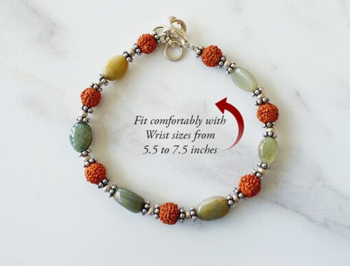 Rudraksha and Oval Cats Eye Bracelet - To bring good fortune and help remove fear