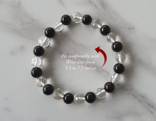 Sphatik and Black Agate Beads Bracelet To harmonize the aura and remove negative energy