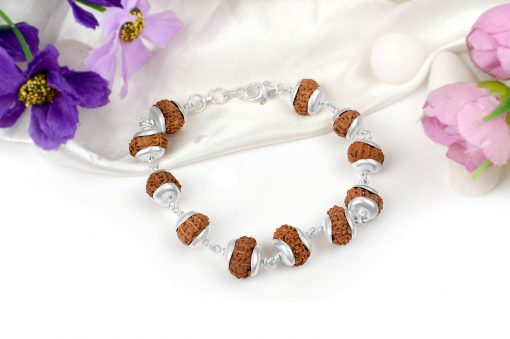 12 Mukhi Rudraksha Surya Bracelet - Silver Caps