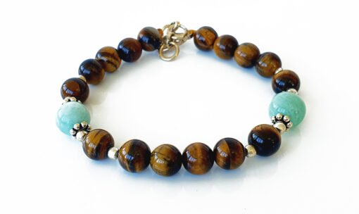 Tiger Eye and Amazonite Bracelet - For protection and grounding