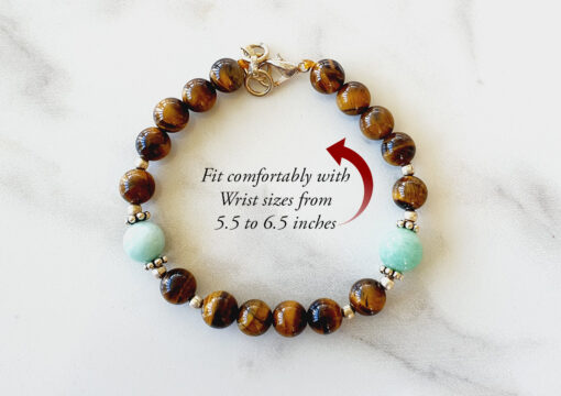 Tiger Eye and Amazonite Bracelet - For protection and grounding