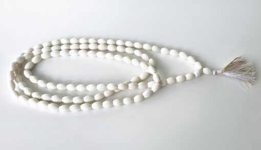 White Coral Necklace Mala - Barrel shaped beads