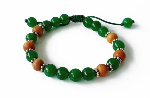 White Sandal and Green Jade Bracelet - To Promotes love, trust and reliability