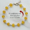 Yellow Agate Bracelet in pure silver flower caps - For protection, courage and success