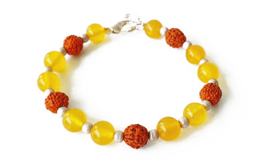 Yellow Agate and Rudraksha Bracelet - To enhance willpower, memory, clarity and creativity