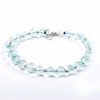 Aquamarine button shape bracelet with silver balls - Faceted beads