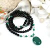 Black Agate and Green Onyx with Crystal Beads Necklace - For building relationships and for spiritual growth